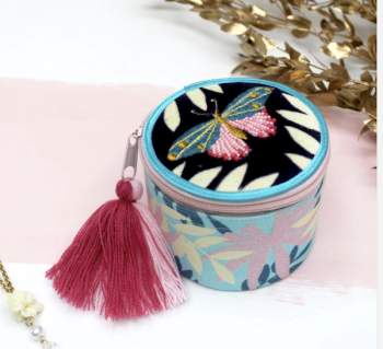 Preview: Rundes Schmuckkästchen aus Samt